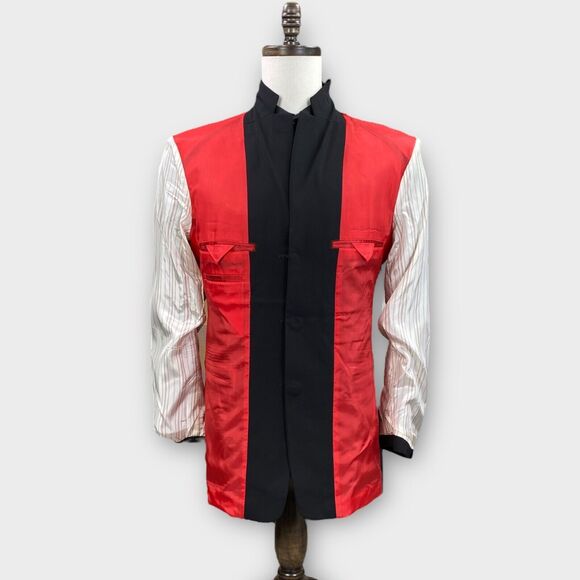 Hugo Boss Blazer Mens 44R Black Solid 3 Button Vented Sport Jacket Red Accents - Picture 8 of 10